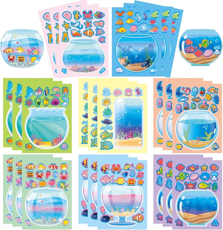 24PCS Make Your Own Fish Tank Stickers, Fishbowl Mix and Match Sticker