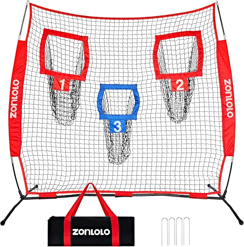 6x6ft Football Training Net with 3 Target Pockets, Portable QB Practic
