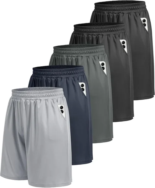 5 Pack Athletic Gym Mens Short