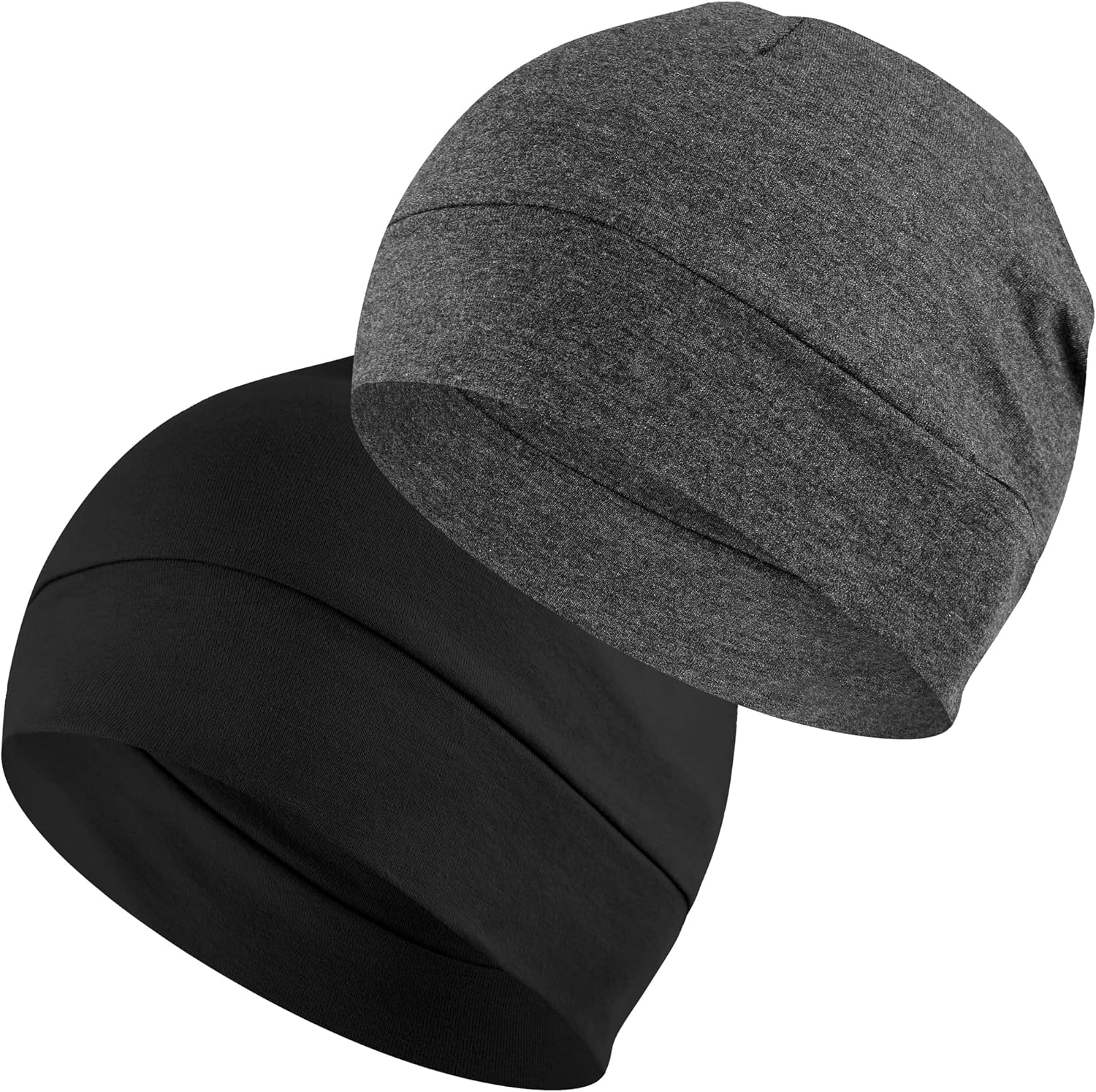 Headshion 2-Pack Lightweight Cotton Skull Caps for Men & Women, Breath