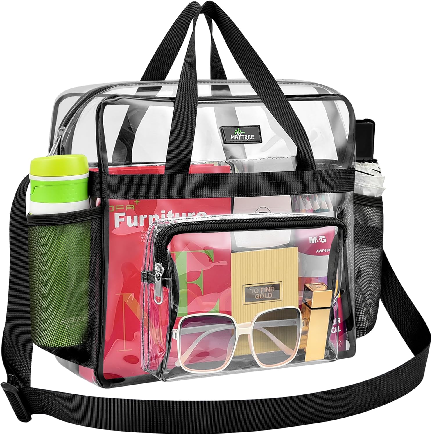 Clear Stadium Tote with Reinforced Straps – 12x6x12 Durable Work & Gym