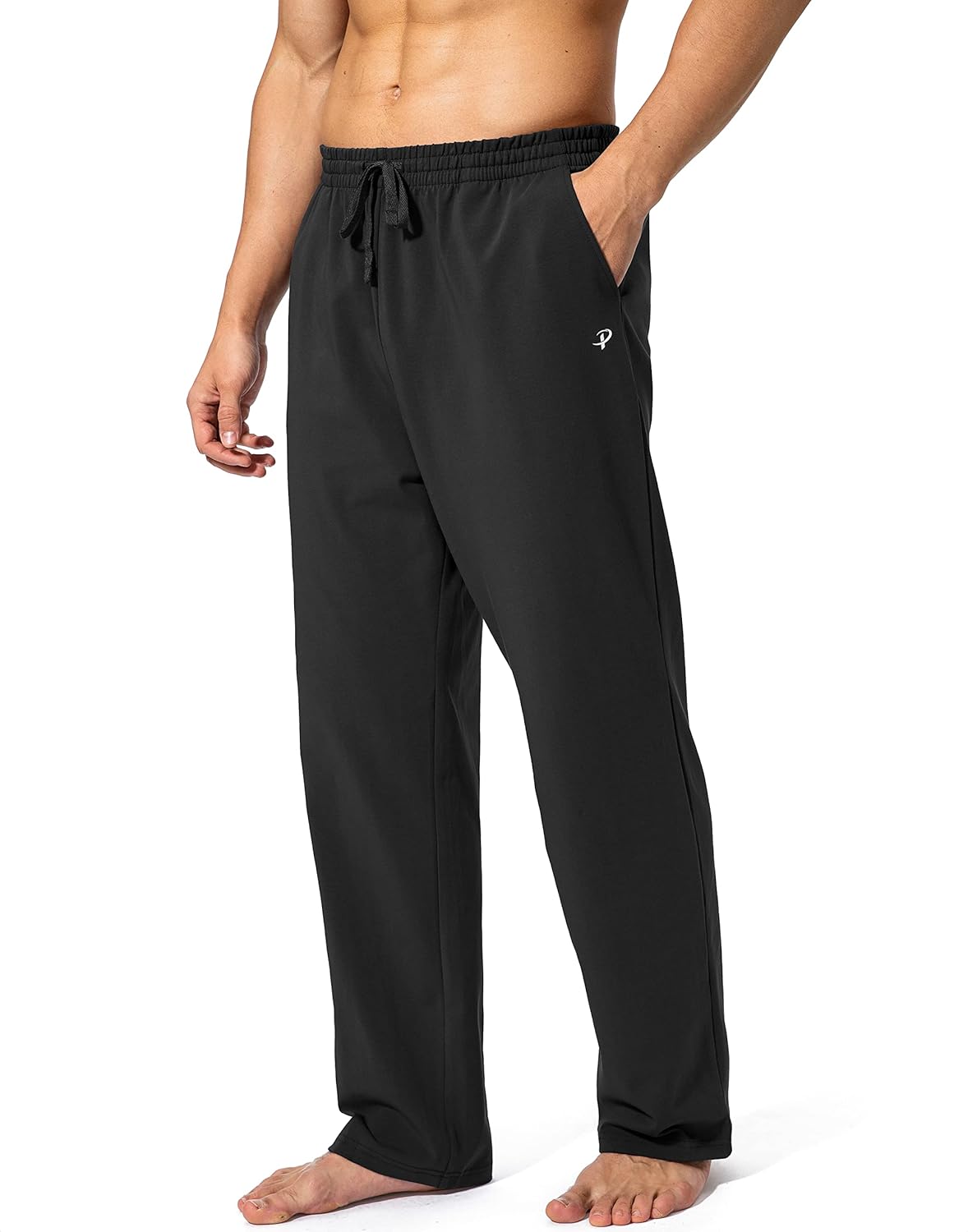 Pudolla Men's Cotton Yoga Lounge Pants – Athletic Open Bottom Casual J