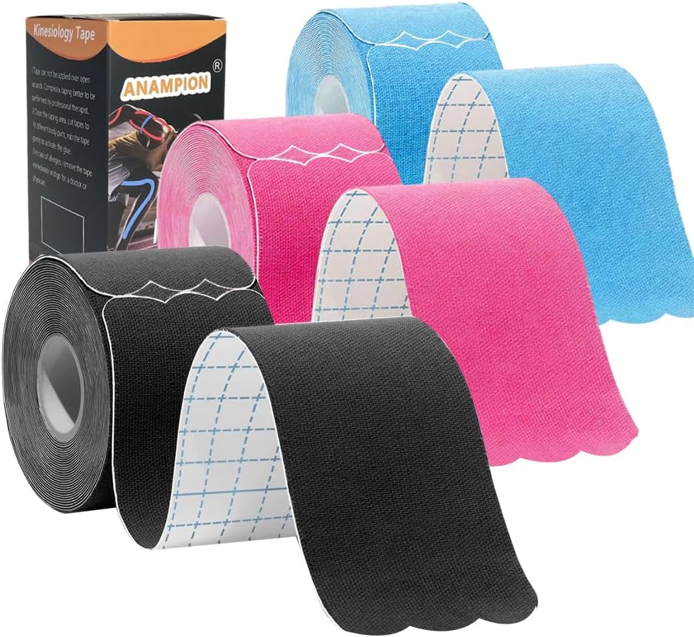 Kinesiology Tape Pro Athletic Sports (3 Rolls,60 Precut Strips) Waterp