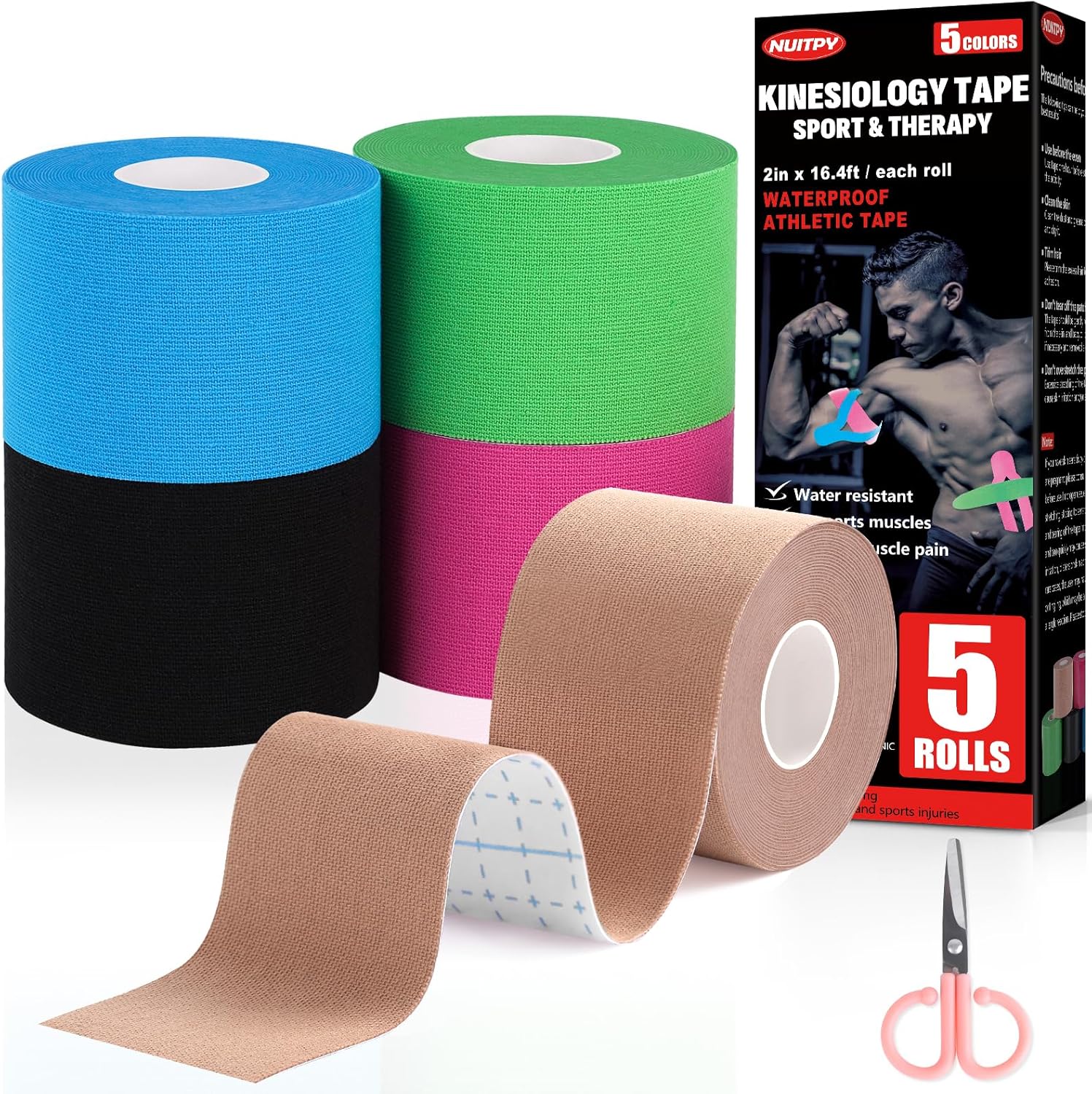 5 Rolls Kinesiology Tape, 5 Colors 2