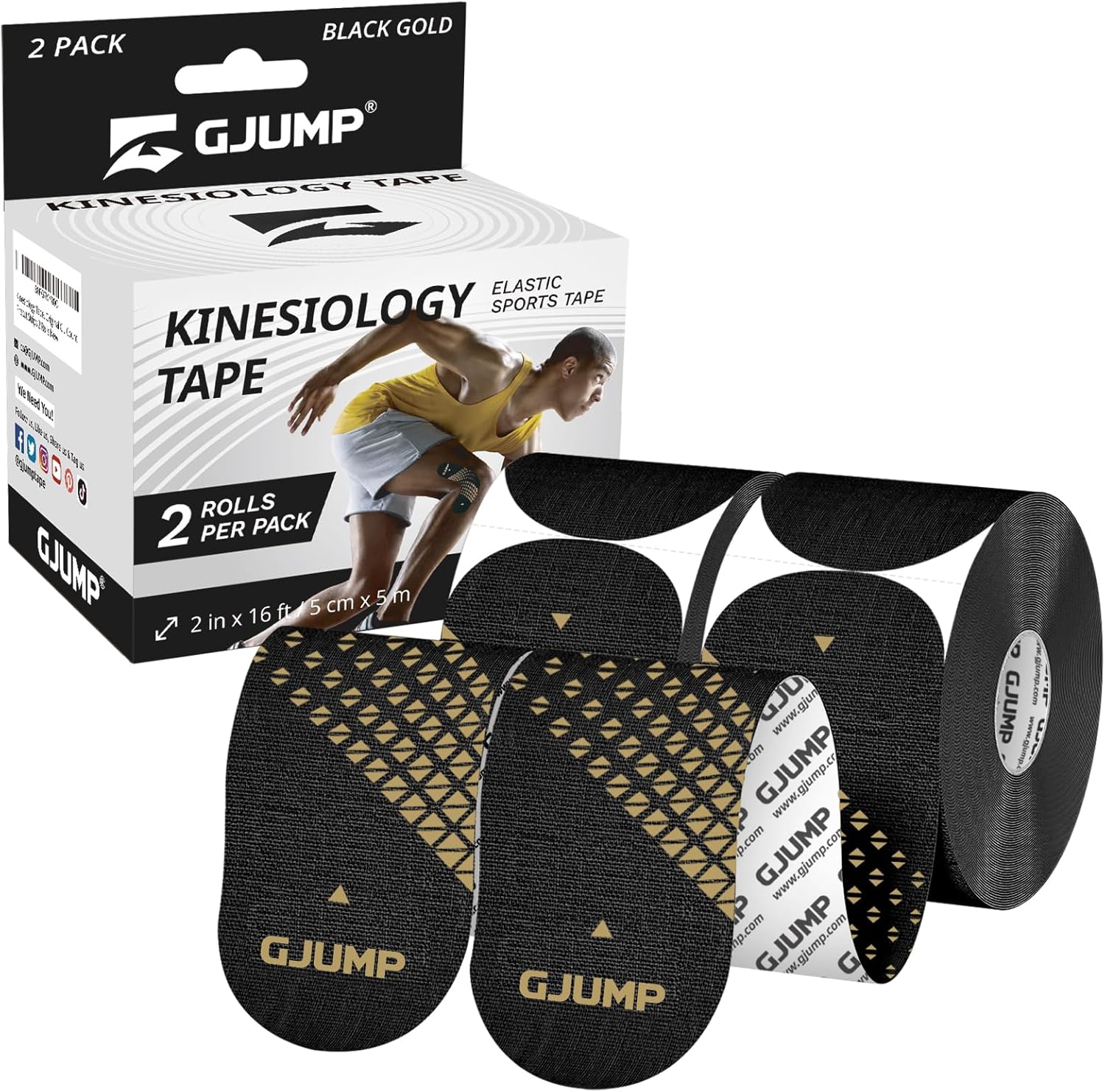Kinesiology Tape, 40 Precut Strips (2 Rolls), Waterproof Breathable Mu