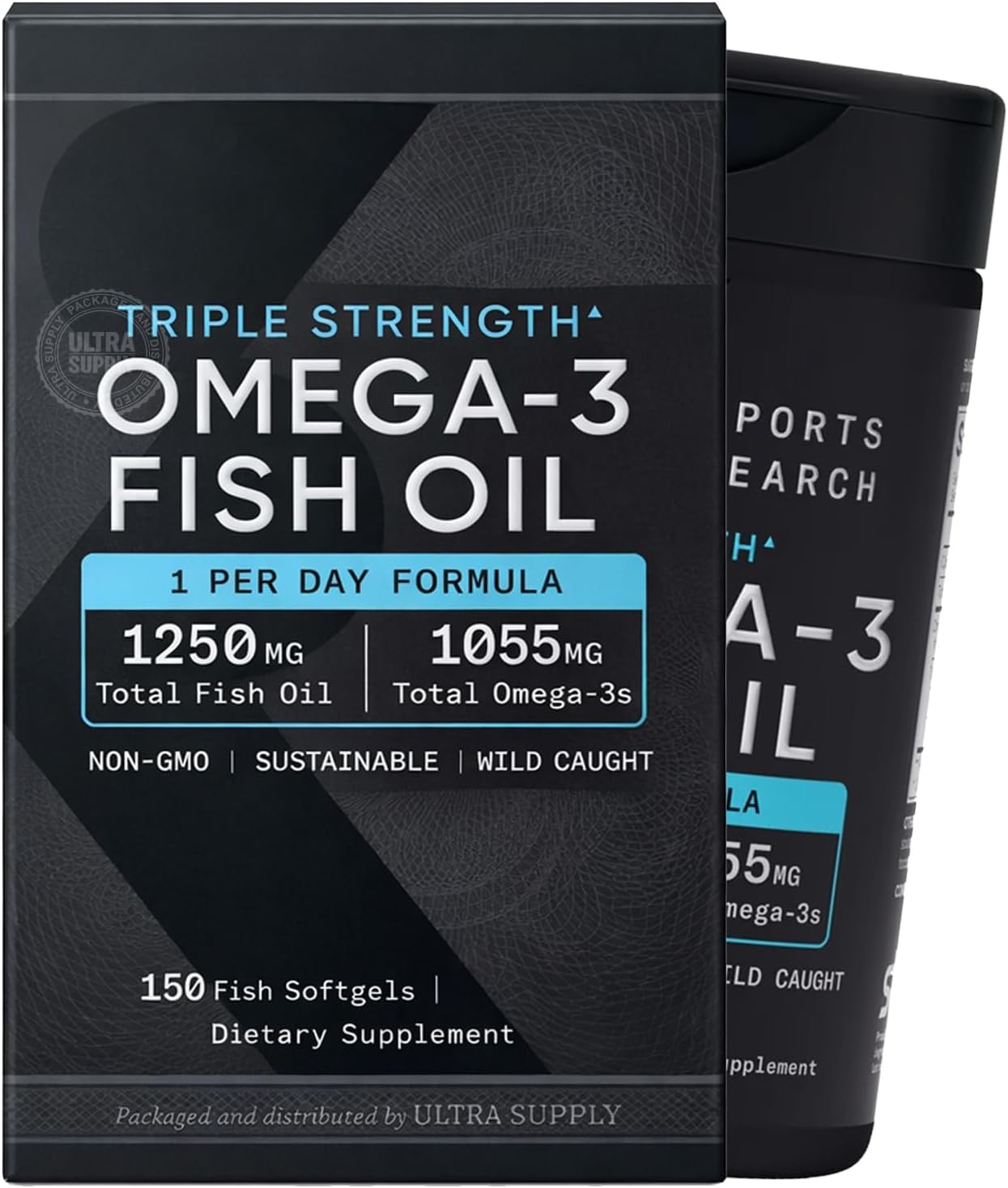 Triple Strength Burpless Fish Oil – 1250mg Omega-3s, 150 Count