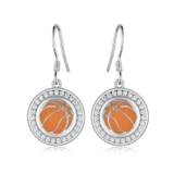 Basketball Earrings for Women 925 Sterling Silver Sport Basketball Earrings Sport Jewelry Gifts for Women