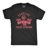 Mens Exercise Your Demons T Shirt Funny Halloween Fitness Workout Devil Graphic Tee Funny T Shirts Halloween Apparel for Men Cool Fitness Short Sleeve Black 5XL