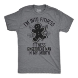 Mens Fitness Gingerbread in My Mouth T Shirt Funny Tee for Guys Funny T Shirts Christmas Apparel for Men Cool Fitness Short Sleeve Novelty Dark Grey 3XL