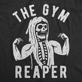 Mens The Gym Reaper T Shirt Funny Grim Reaper Funny Fitness Halloween Workout Tee Funny T Shirts Halloween Apparel for Men Cool Fitness Short Sleeve Black XXL