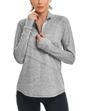 Women’s Moisture Wicking Long Sleeve Zip Up O-Neck Thumbhole Gym Tops – Cucuchy Golf Yoga Fitness Apparel