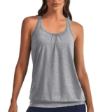 Beyove Workout Clothes for Women Workout Tops Racerback Athletic Tank Tops Loose Fit for Women Light Grey