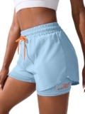 YOAKUKA Women’s 2 in 1 Workout Shorts Gym Workout Yoga Running Biker Tennis Skirts Clothes Summer Baby Blue