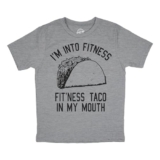 Youth Fitness Tacos T Shirt Funny Workout Mexican Food Lovers Joke Tee for Kids Funny Children’s Apparel Food Tops for Kid Cool Fitness Short Sleeve Light Grey XL
