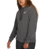 Nike Men’s Sportswear Club Jersey Pullover Hoodie, Fleece Hoodies for Men, Charcoal Heather/White, S