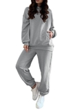 Linsery Women Sweatsuit Pullover Hoodie Sweatpants Sport Outfits 2 Pieces Jogger Set Sport Suit Grey L