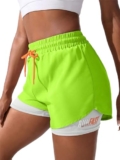 YOAKUKA Women’s 2 in 1 Workout Shorts Gym Workout Yoga Running Biker Tennis Skirts Clothes Summer Fluorescent Green