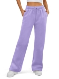 ATHMILE Women’s Fleece Lined Sweatpants Baggy Workout Lounge Pants Drawstring Workout Casual Aesthtic Fall Clothes 2025 Light Purple