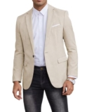 EMERAIDVLN Mens Western Sport Coat Beige Sport Jacket for Men Linen Blazer Men Western Summer Mens Blazer XX-Small