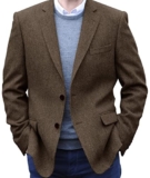 Men’s Herringbone Coffee Tweed Blazer Sport Coat Tweed Jacket for Men Slim Fit Blazer Tweed Sport Coats for Men