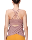 MotoRun Workout Tank Tops Activewear Built in Bra Strappy Yoga Tops Athletic Open Back Shirts Activewear for Women Camel Large