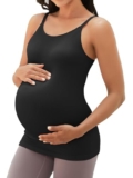 ATTRACO Women’s Maternity Workout Tops with Built in Bra Sleeveless Pregnancy Workout Clothes S Black