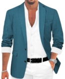 Mens Casual Sport Coat Blazer for Men Two Buttons Lightweight Business Jackets for Men Sport Coats for Men Wedding Prom Teal Blue