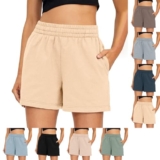 Cotton Shorts for Women Summer Casual Pull on High Waisted SweatShorts with Pockets Lounge Relaxed Fit Workout Clothes Sweat Outfits for Women Workout Clothes