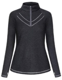 Vldnery Activewear Long Sleeve Tops for Women Half Zip Athletic Yoga Running Shirt Winter Fitness Clothes Tennis Activewear Black M
