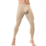 Mens Thermal Underwear Bottoms Activewear Leggings Long Johns Underpants Activewear Yoga Pants Beige