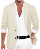 Mens Casual Sport Coat Blazer for Men Two Buttons Lightweight Business Jackets for Men Sport Coats for Men Wedding Prom Beige