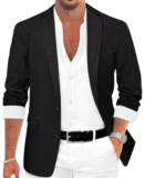 Mens Casual Sport Coat Blazer for Men Two Buttons Lightweight Business Jackets for Men Sport Coats for Men Wedding Prom Black