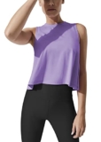 Mippo Workout Tank Tops for Women Athletic Gym Crop Tops Sleeveless Workout Shirts Activewear Running Clothes Purple L
