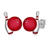 Bowling Earrings S925 Sterling Silver Sport Earrings Softball Gifts Sport Jewelry Gifts for Women