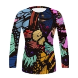 O2TEE Women’s Butterfly Graffiti Premium Soft Slim Compression Gym Tee Fitness Apparel,XX-Large