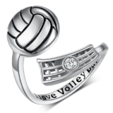 Daixiya Volleyball Ring Sterling Silver Adjustable Sport Ring Sport Jewelry Gifts for Women Volleyball Lover