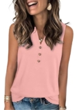 XMTOPYE Summer Clothes for Women V Neck Sleeveless Tank Tops Casual Soft Trendy Clothes Workout Blouses Coral Pink