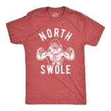 Mens North Swole T Shirt Funny Workout Santa Christmas Graphic Novelty Fitness Tee Funny T Shirts Christmas Apparel for Men Cool Fitness Short Sleeve Red – S